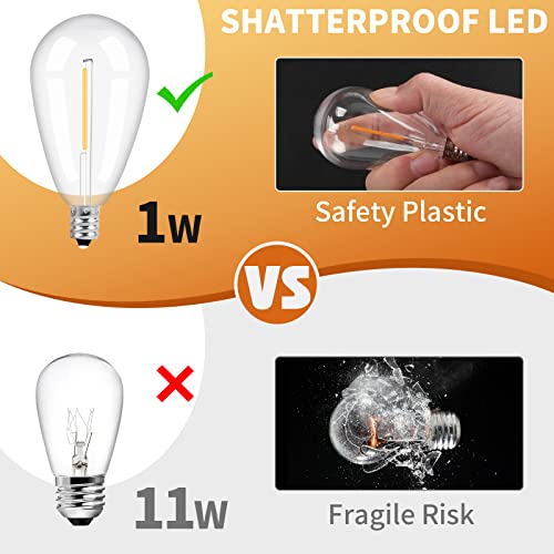 Aialun 96Ft Led Outdoor String Lights, Outside Patio Backyard Light With 2200K Shatterproof Edison Bulbs, Heavy-Duty Commercial Grade Weatherproof Strand Decorative Café Porch Bistro Garden Tree #TOP2