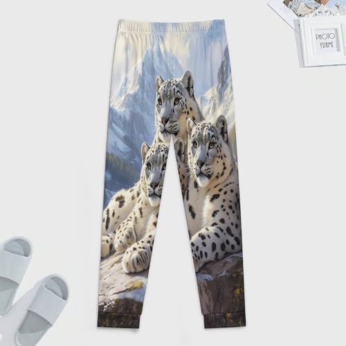 Snowy Leopard Family Men's Pajamas Pants Lightweight Sleep Lounge Pant Pjs Bottoms Casual Sleepwear4