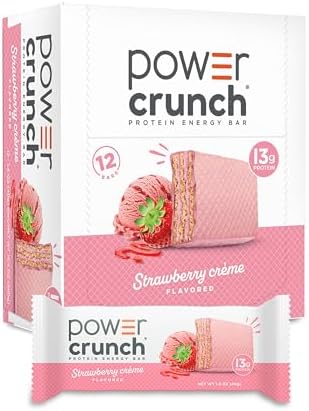 Power Crunch Whey Protein Bars, High Protein Snacks with Delicious Taste, Strawberry Cream, 1.4 Ounce (12 Count)