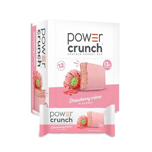 Power Crunch Whey Protein Bars, High Protein Snacks with Delicious Taste, Strawberry Crème, 1.4 Ounce (12 Count)