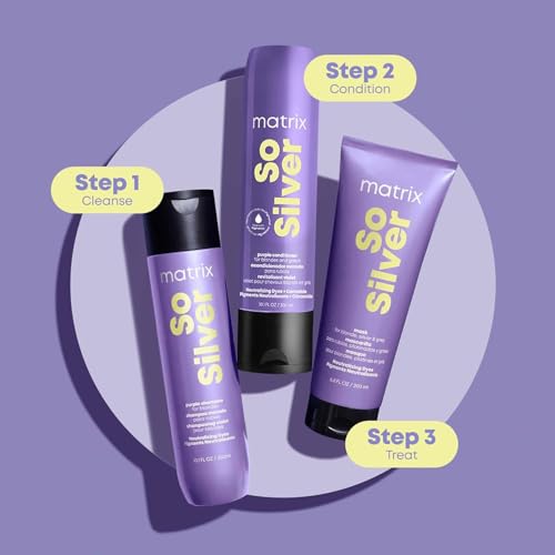 MATRIX So Silver Purple Shampoo and Pigmented Conditioner Set - Removes Brassy Yellow Undertones, Toning Conditioner For Blondes and Greys, Strengthens and Adds Shine, Premium Salon Haircare, Vegan