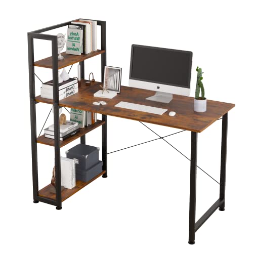 VERMESS Computer Desk with 4 Tiers Shelves, 39 Inch Sturdy Table with Reversible Bookshelf for Home...