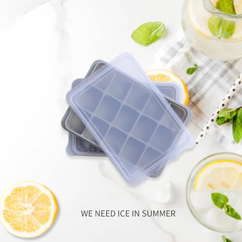 Moldes flexibles de silicona para cubitos de hielo con tapa removible miniatura 4