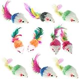 ReNext Furry Pet Cat Toys Mice, Cat Toy Mouse, Pet Toys for Cats, Cat Catcher for Feather Tails, 10 Counting