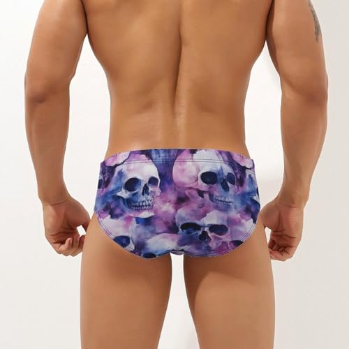 Watercolor Skulls Men's Swim Brief Sexy Bikini Swimwear Swimsuit Trunks Bathing Suits2
