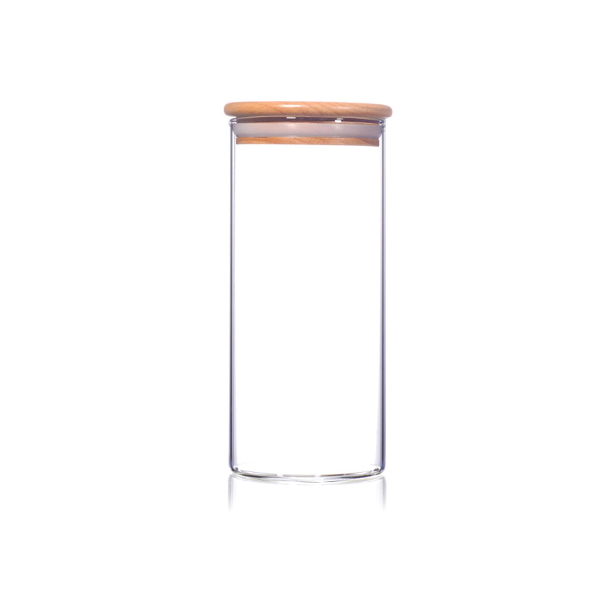 Large Glass Storage Jar 2L with Bamboo Lid Airtight Kitchen Container for Pasta Rice Cereal Flour Pantry Storage Clear Glass Canister with Wooden Lid Food Storage Jar Single or Set Options