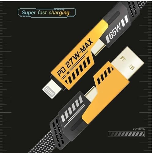 Image of Treziya Fast Charging Type C to Lightning Cable, Supports Fast Charging with Original Adapter, 180 Rotating Metal Head, 6A LED Cable for iPhone, iPad & Android Devices (USB-A to Lightning)
