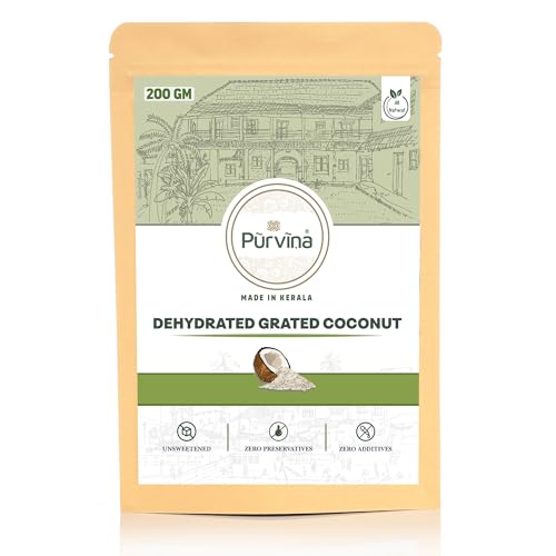 Image of Purvina Dried Grated Coconut - 200 gm (Pack of 2) | From Real Coconuts | Zero Preservatives