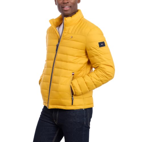 Image of Tommy Hilfiger Mens Embroidered Logo Puffer Jacket