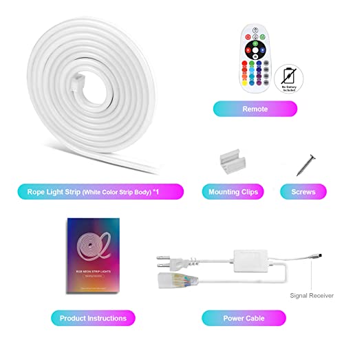 Qnnp 65.6Ft/20M Rgb Led Neon Light Strip Dimmbar With Bluetooth App Remote Control,Waterproof Ip 65,Music Sync,Multicolor Ac 110-120V Flexible Led Rope Light For Indoor&Outdoor Decoration #TOP2