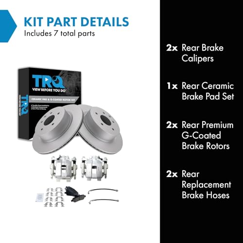 Image of TRQ Rear Brake Pad and Rotor Set Ceramic Coated Rotors Calipers Compatible with 2011-2012 Infiniti G25 G37 2015 Q40