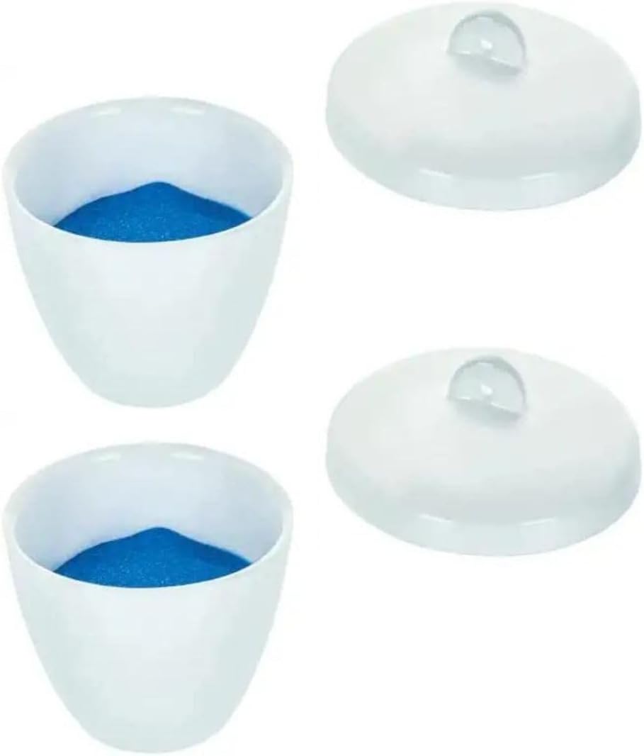 Porcelain Crucible with Lid | Pack of 2 Crucibles & 2 Lids | 50 ml | Heat Resistant Crucible for School, College & Laboratory Experiments