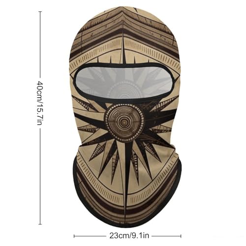 Balaclava para hombre, máscara para esquí y ciclismo, protección facial y cervical con diseño de brújula y mapa, para invierno miniatura 2