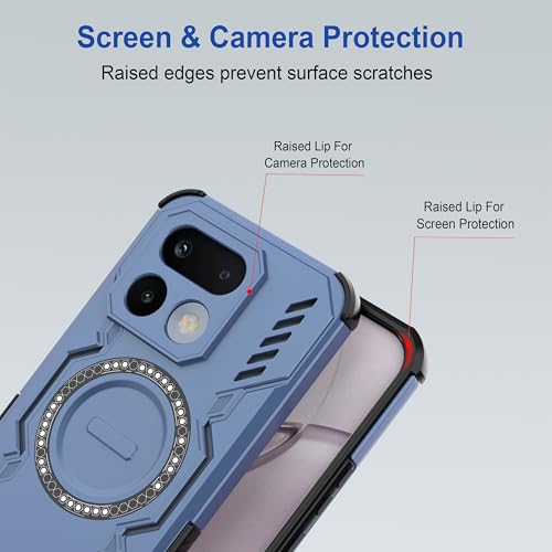 Image of amazon basics Back Case Cover for Realme 16 Pro 5G | Magnetic Case with Built-in Metal Ring | Supports MagSafe Charger, Wallet & Car Mount | Shockproof Hybrid PC + TPU | Blue