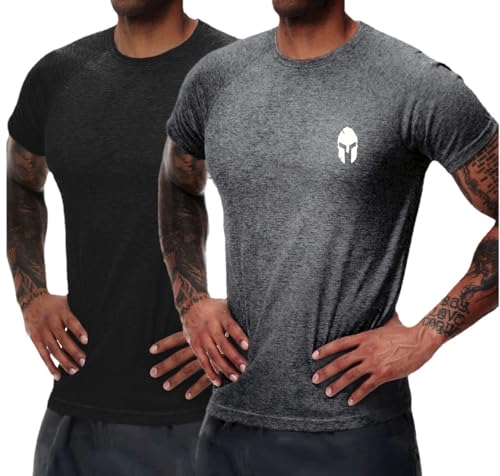 HOTCAT 2er Pack Athlet Slim-Fit Fitness Tshirt für Herren - Langes...