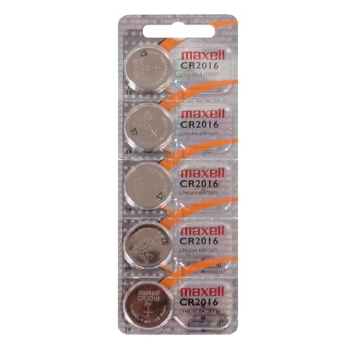 Maxell, Pila Botón Litio CR-2016, Pack 5 unidades