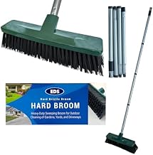 EDS 12" Garden Broom with 120cm Long Strong Handle and Hard Bristles for Cleaning Gardens, Yards, Patios, Driveways (Pack of 1)