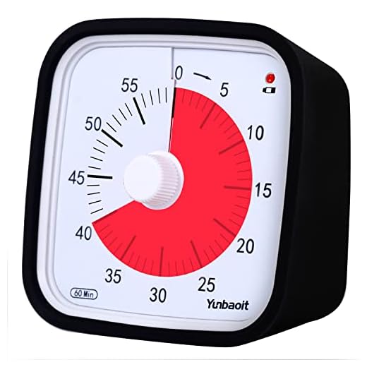 Visueller Timer, Yunbaoit Verbesserter 60 Minuten Countdown Timer für Kinder Erwachsene mit Alarm bei Niedrigem Batteriestand, Leises Zeit Management Werkzeug mit optionaler Alarm (Schwarz)