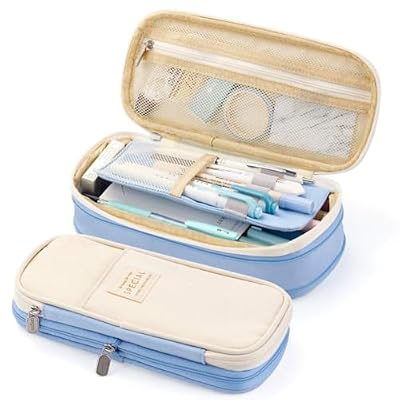 [Apply 3% off Coupon]: HASTHIP® Nylon Large Capacity Pencil Pouch, Du.. | HASTHIP® Nylon Large Capacity Pencil Pouch, Durable Storage Multiple Compartment Double Zipper Portable Capacity Pencil Box fo