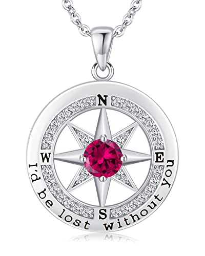 S925 Necklace Gift for Wife |Compass Jewelry |Women Anniversary |Sterling Silver |Girlfriend Birthday Gifts for Her Valentines |I'd be Lost without You |Jewel 18K Gold