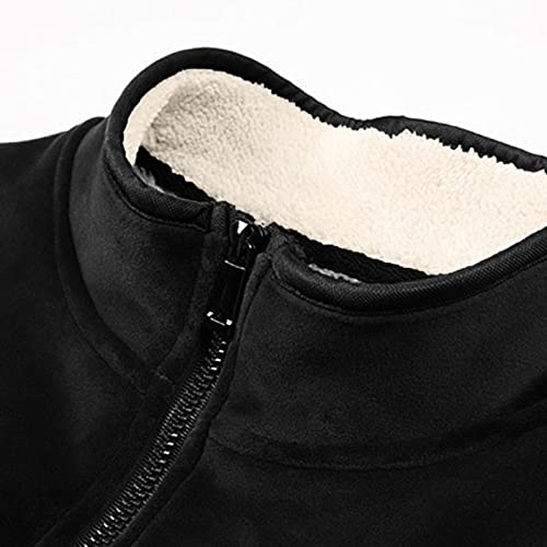Badhub Men's Winter Vest Warm Stand Collar Outdoor Padded Puffer Vest Thick Fleece Lined Sleeveless Jacket With Pockets Black #TOP5