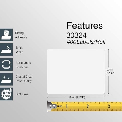 BETCKEY - Multipurpose Labels Replace for DYMO 30324/30258 (2-1/8" x 2-3/4"), Perforated, Compatible with DYMO Labelwriter 450, 4XL, NOT Fit 550 & 5XL [16 Rolls/6400 Labels] by BETCKEY - Image 3