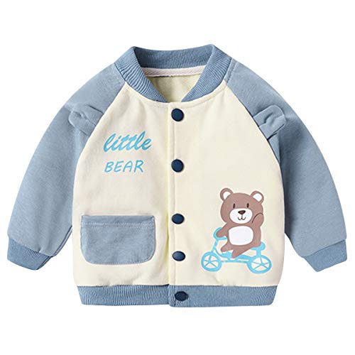 famuka Baby Jackets Boys Girls Outwear Autumn Winter Baseball Suit Coat Clothes (Blue, 12-18 Months)
