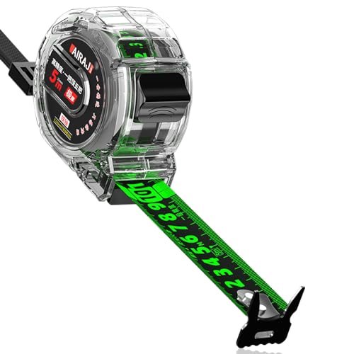 Mètre Ruban de Mesure de 5 m, Metre Mesureur, Largeur 25 mm, Ruban à Mesurer de Précision Fluorescent, Ruban Gradué Double Face Rétractable en Acier Inoxydable, Facile à Lire, Auto-bloquant