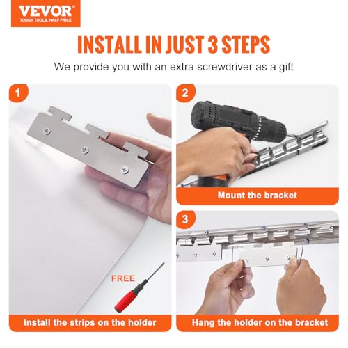 Image of VEVOR Clear PVC Strip Curtain, 84 inch Height x 42 inch Width, 0.08 inch Thickness, 7PCS, 50% Overlap for Freezers, Coolers & Warehouse Doors