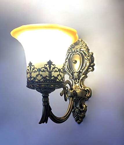 Image of Antique Bronze Wall Light for Home Vintage Metal & Glass Decorative Wall Lamp with Wall Sconce for (Bulb not Included) Pack of 1