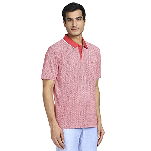 Image of Colorplus Men's Pure Cotton Print Pattern Classic Fit Polo Neck Half Sleeve Casual T-Shirt