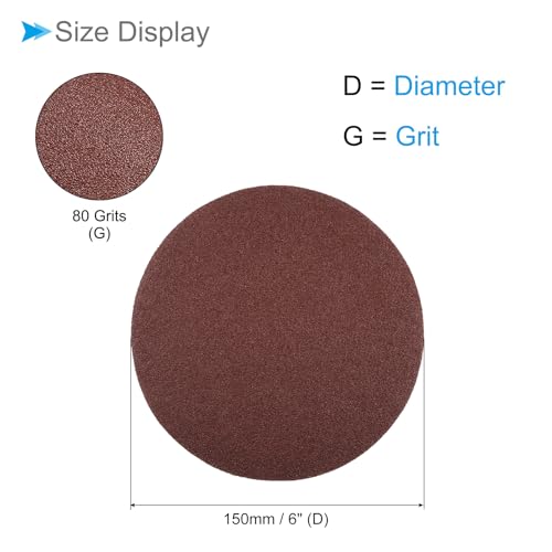 CoCud PSA Schleifscheiben, 6 Zoll Durchmesser, 80 Körnungen, selbstklebendes Schleifpapier - (Anwendungen: für Holzbearbeitung und Metallbearbeitung), 10 Stück