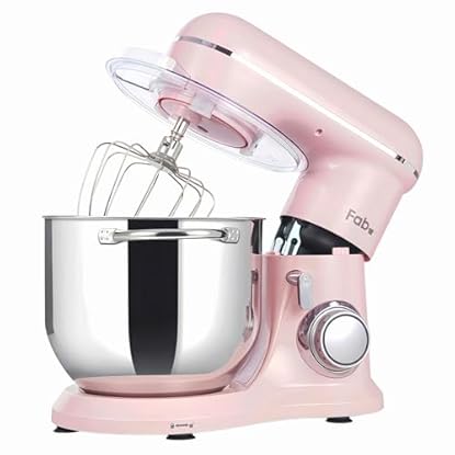 Foto di Fab by Kitchen in the box Impastatrice Planetaria, 8L Planetaria Professionale 2000W, 10 Velocità con Uncino Impastatore, Mescolatore e Frusta Sbattitrice (Rosa)