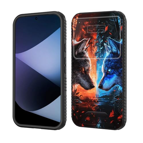 Coque Pixel 8a antichoc double couche avec protège-objectif coulissant motif loup cool 2024