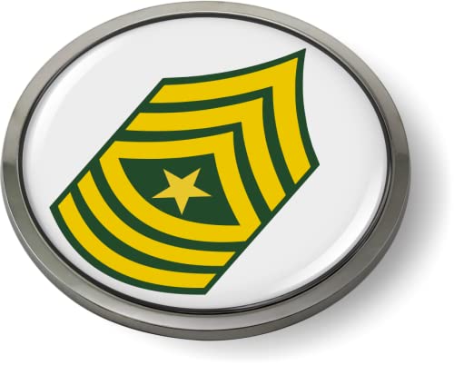 Image of US Army Rank Insignia CAR Emblem Metal Bezel - Sergeant Major E-9 (SGM) | Official U.S. Army Licensed Product, 3D Domed, Enlisted Soldiers Chrome Badge, Sticker, made by BestLicensePlateFrames