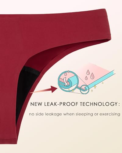 Period Thong Underwear for Women 4-Layer Nylon Sexy Menstrual Leak Proof Panties2