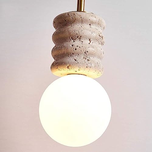 Suspension travertin beige mini abat-jour de plafond ajustable pour ilot de cuisine design - 6