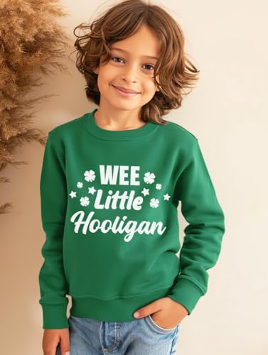 DDSOL Toddler Boys Girl St Patricks Day Sweatshirts Kids Irish Clover Shamrock Long Sleeve Green Shirt Tops Age 3-10 Years3