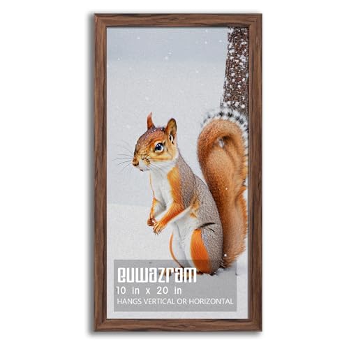 euwazram Rustic Walnut 10x20 Frame - Single Frame 10 x 20 Poster Frame for Artwork Puzzles Photos and Movie Posters Picture Frames