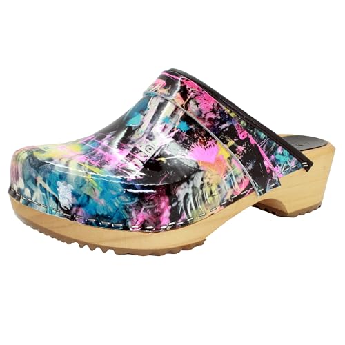 Image of Bjork Maja Wood Open Back Leather Clogs