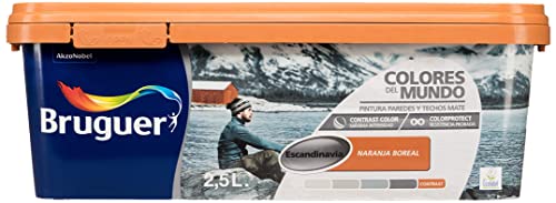 Bruguer Colores del Mundo Pintura para paredes monocapa Escandinavia Naranja Boreal 2,5 L