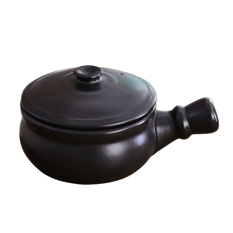 Tegame Terracotta Pentole in ceramica for pentole antiaderenti for latte for la casa e cucina Mini casseruola(Noir)