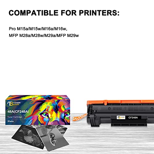Toner Bank Compatible Toner Cartridge Replacement for HP 48A CF248A Toner Cartridge for HP Pro M15w MFP M29w M28w Toner M15a M28a M29a M16a M16w M15 M29 M28 M31 Toner Printer Ink (Black, 2-Pack) - Thumbnail 2