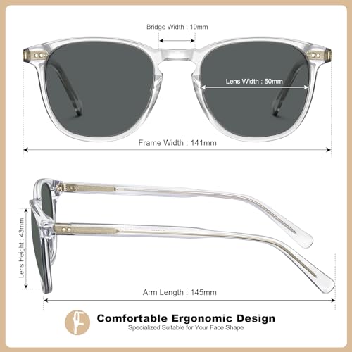 CARFIA Retro Cool Acetate Polarized Sunglasses for Men UV Protection, Outdoor Fashion Driving Eyewears Male Square Sunnies4