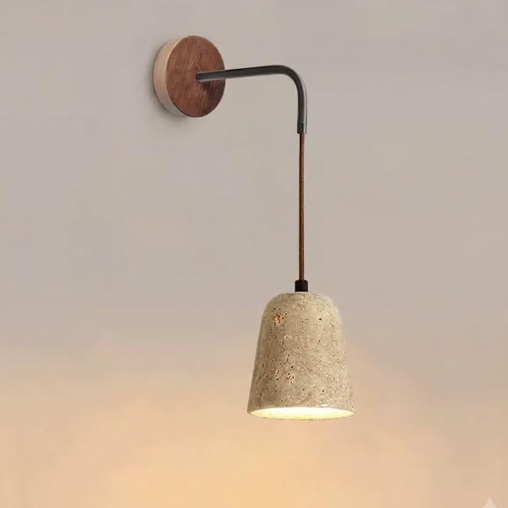 COSRUB Nordic Travertine Wall Lamps, Mini Farmhouse Bedside Wall Lighting