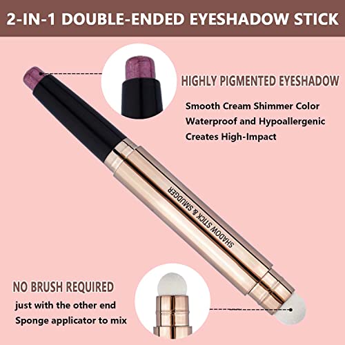 Red Eyeshadow Stick For Eye Makeup, Cream Smooth Shimmer Glitter Pink Matte Single Eyeshadow Pencil, Hypoallergenic Waterproof Long Lasting Eye Shadow Eyeliner Pen, Multi-Dimensional Eyes Look (09 # Romantic Red Shimmer) #TOP1