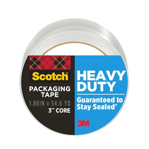 Scotch Heavy Duty Shipping Packing Tape, Clear, Shipping and Packaging Supplies, 1.88 in. x 54.6 yd., 1 Tape Roll