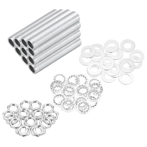 Image of MECCANIXITY 70Pcs 1.2 inch Lamp Pipe Kit with Nuts Washers 1 /8IP Thread Fasteners Assortment for Chandelier Ceiling Light Repair Assembly DIY Hardware