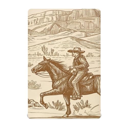 Image of Western Desert Cowboy Crib Sheets, Crib Sheets for Boys Girls, Breathable Soft Standard Toddler Crib Sheet 52 X 28 Inches