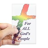 CafePress Sticker rectangulaire pour pare-chocs Motif croix arc-en-ciel pour tous les gens de Dieu